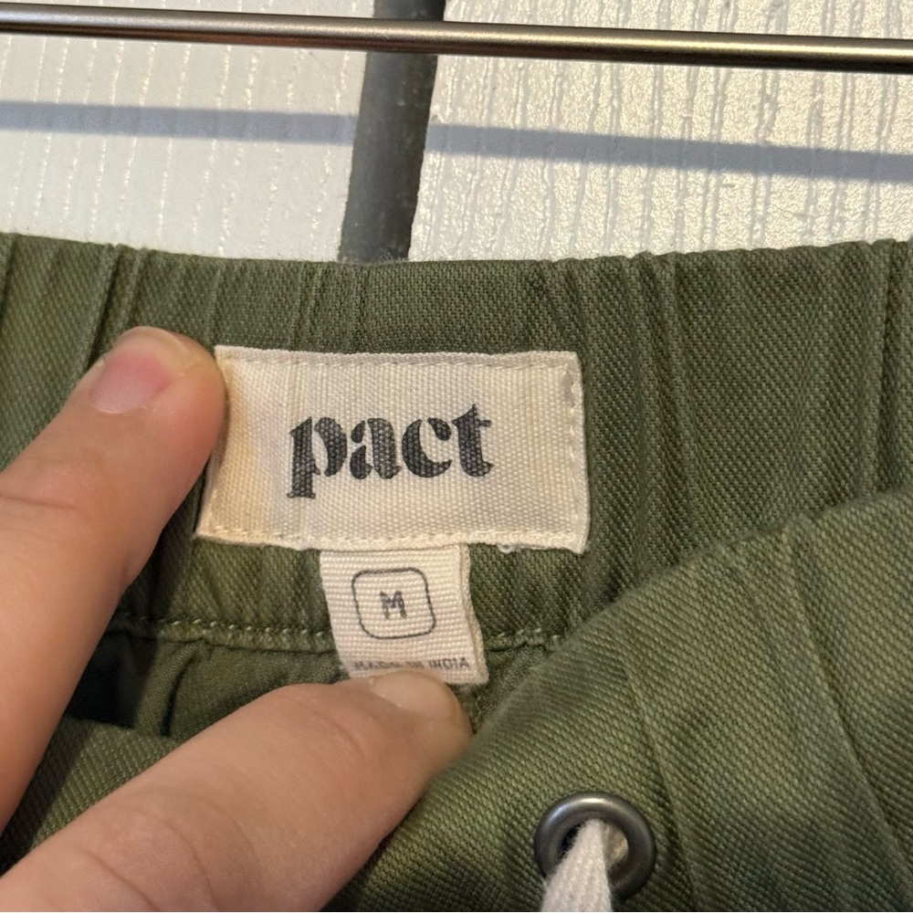 Pact Daily Twill Cropped Pants Medium Organic Cotton Stretch Olive Green Pull On - Picture 4 of 8